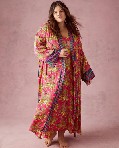 Bagheera - Eco Satin Robe - Hot Pink