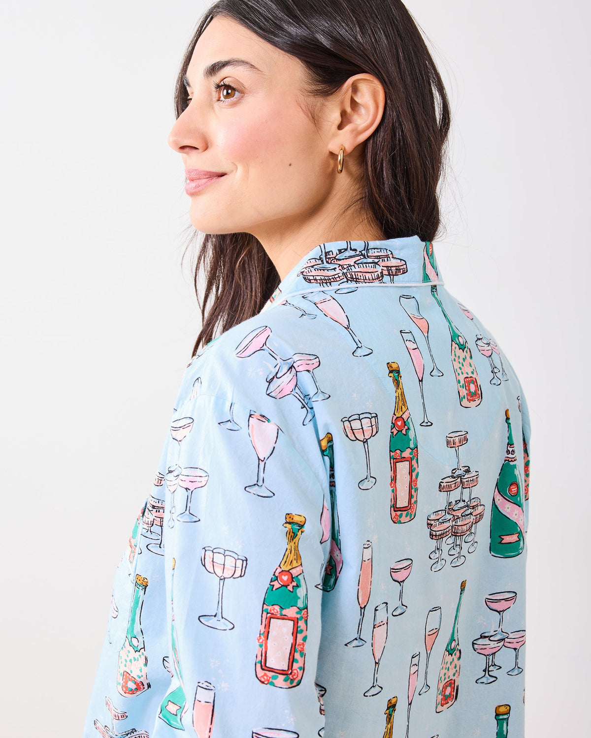 Champagne Tower - Tall Long PJ Set - Soft Blue