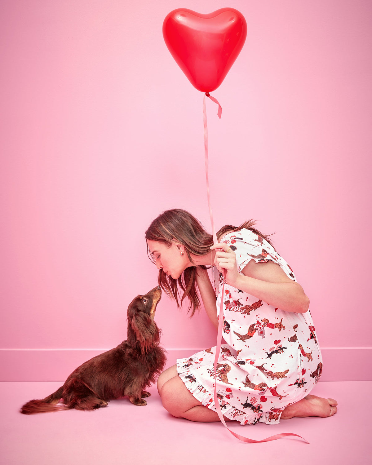 Dachshund Date - Pintuck Nightgown - Cloud