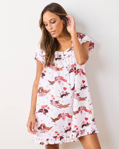 Dachshund Date - Pintuck Nightgown - Cloud