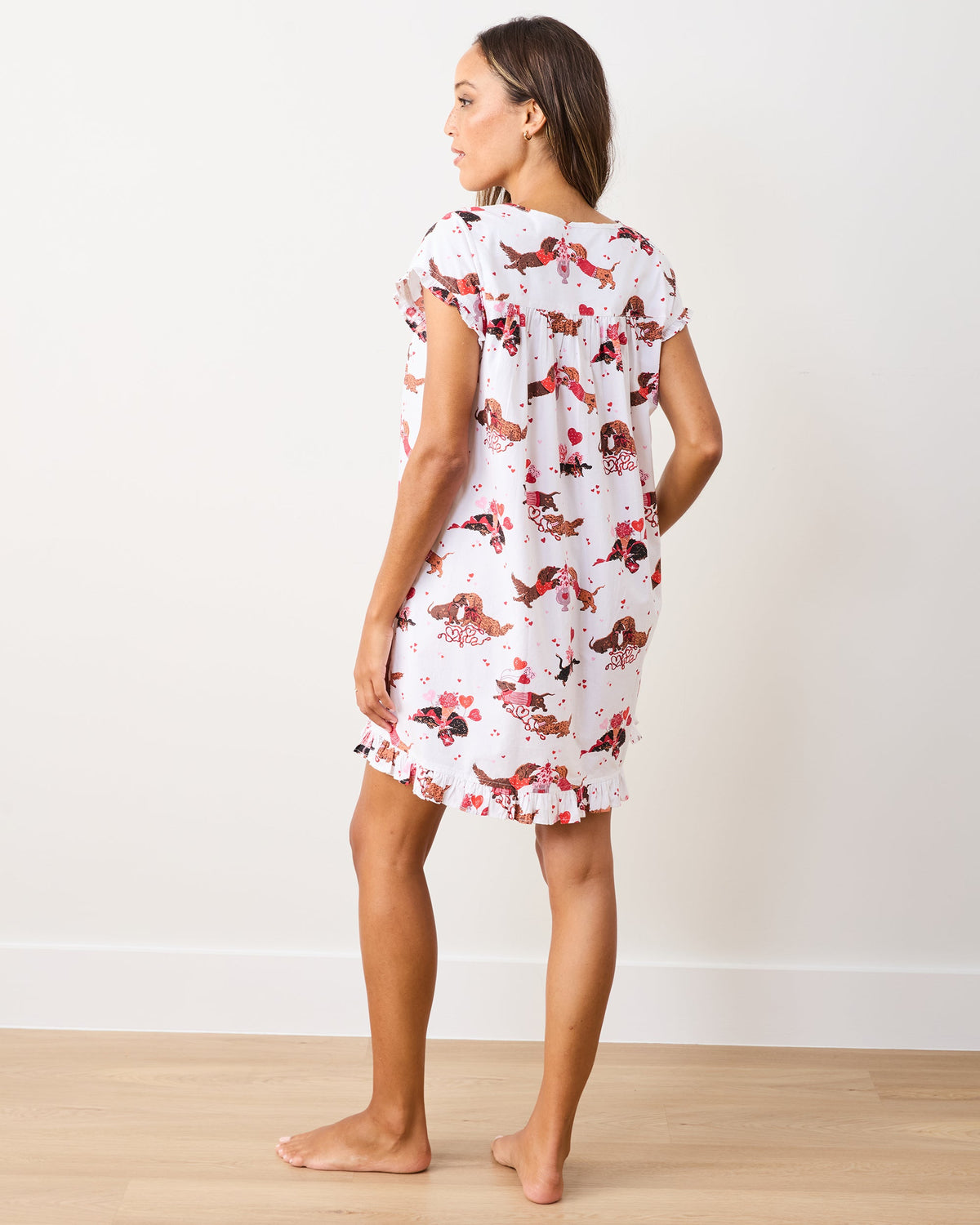 Dachshund Date - Pintuck Nightgown - Cloud