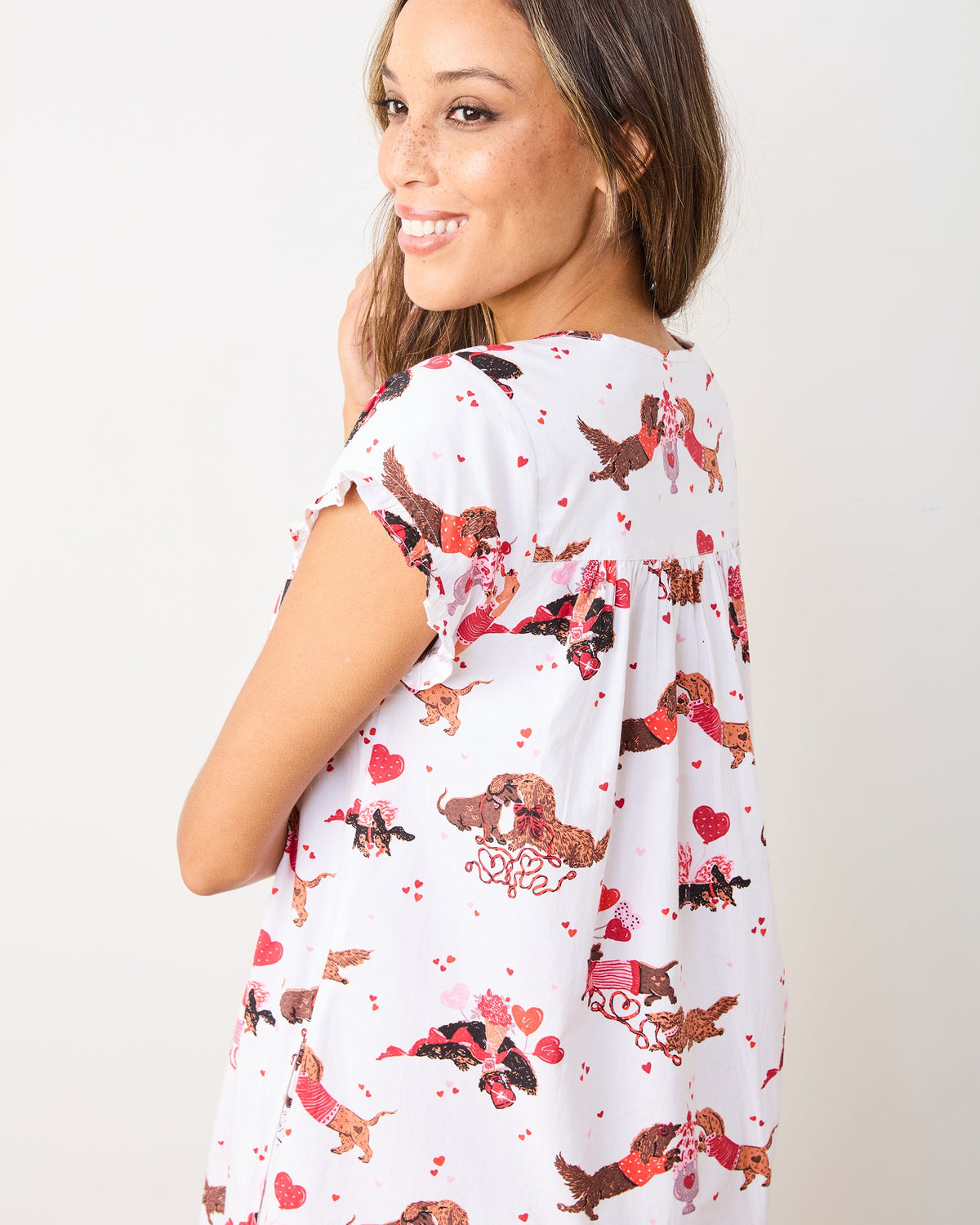 Dachshund Date - Pintuck Nightgown - Cloud