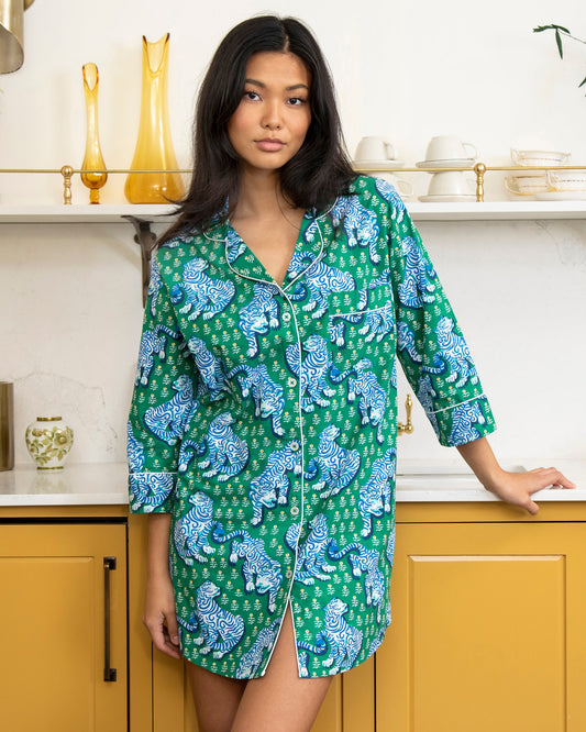 Tiger Queen - Sleep Shirt - Jade